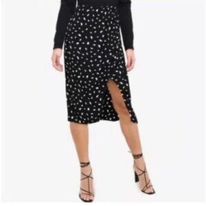 Abercrombie & Fitch Printed Wrap Midi Skirt – Black & White | Size Small